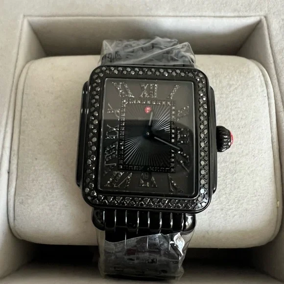 Brand New in Box Black Michele Deco Noir Diamond Watch 06T000215 - Picture 5 of 17
